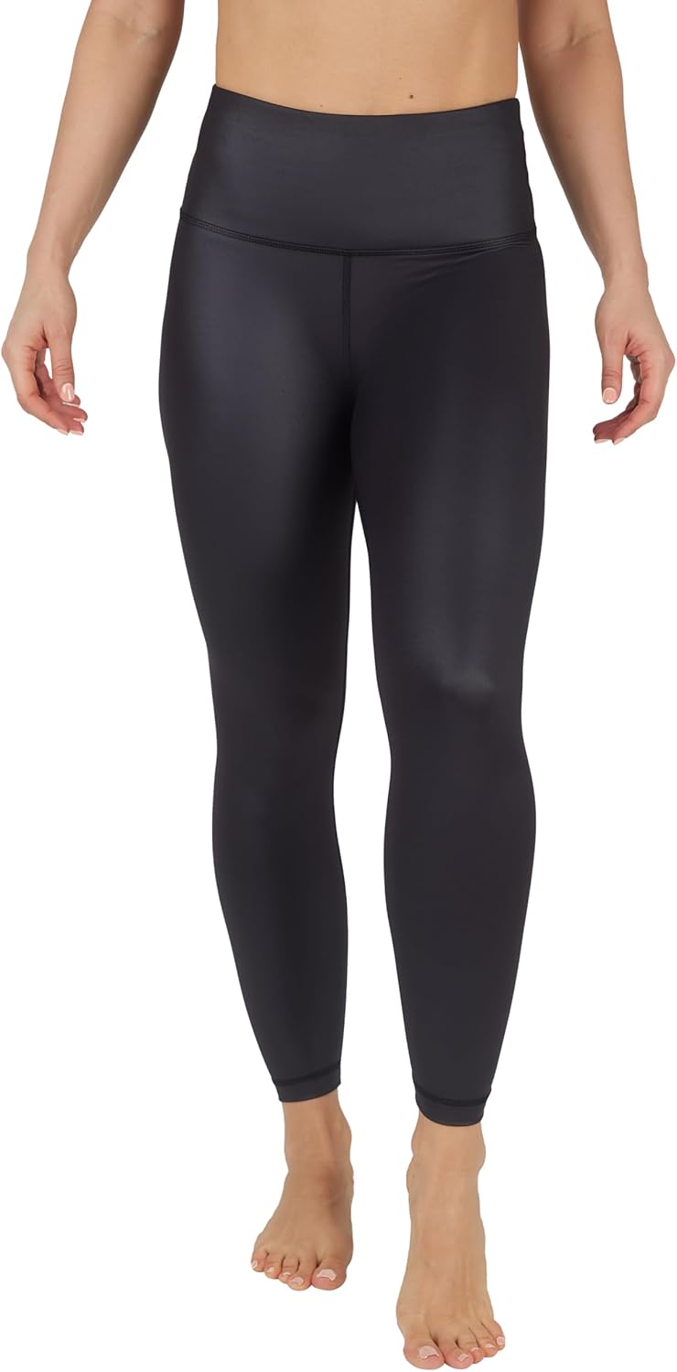 Womens High Waist High Shine Faux Leather Ankle Leggings - Image 3