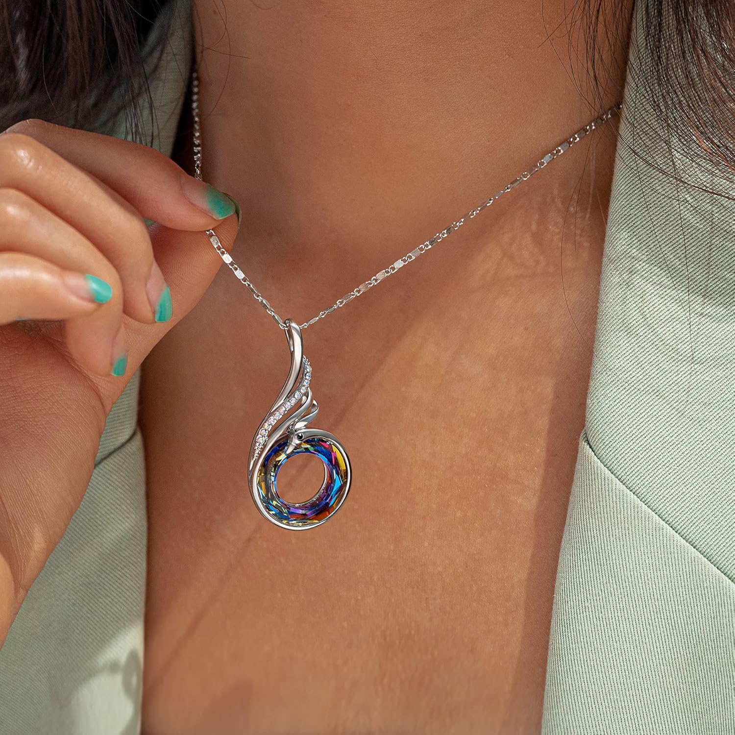 "Rise From the Ashes Phoenix Necklace Made with Crystals from Austria, 18"+2" Necklace, Packaged with Jewelry Box, Birthday Gift for Women, Symbol of Luck and Renewal - Image 5