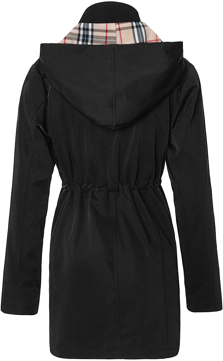 Women's Long Hooded Rain Jacket Outdoor Raincoat Windbreaker - Image 2